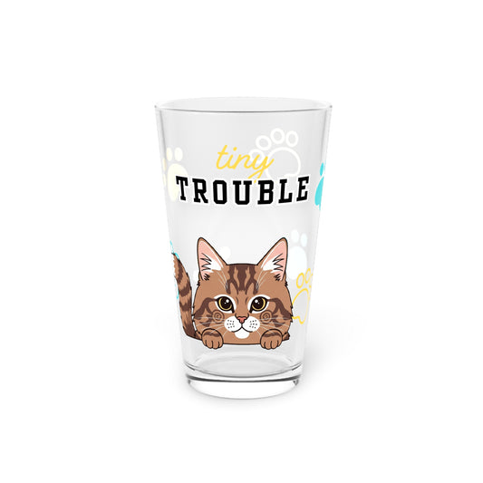 Long hair brown tabby cat Tiny Trouble Pint Glass