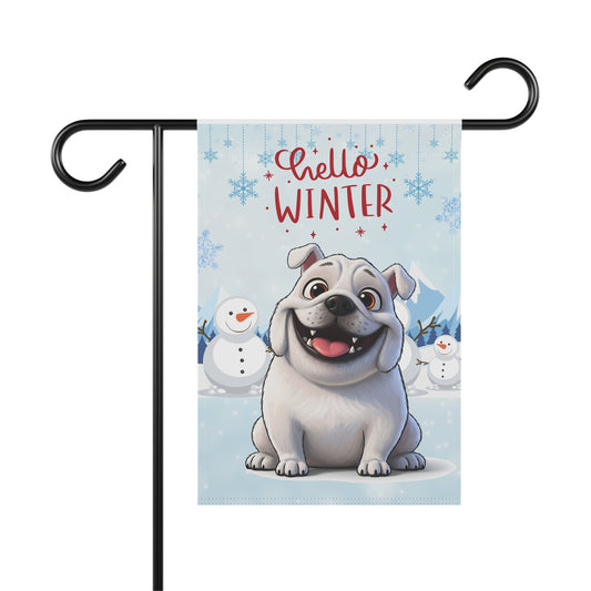 Bulldog Hello Winter Garden Banner