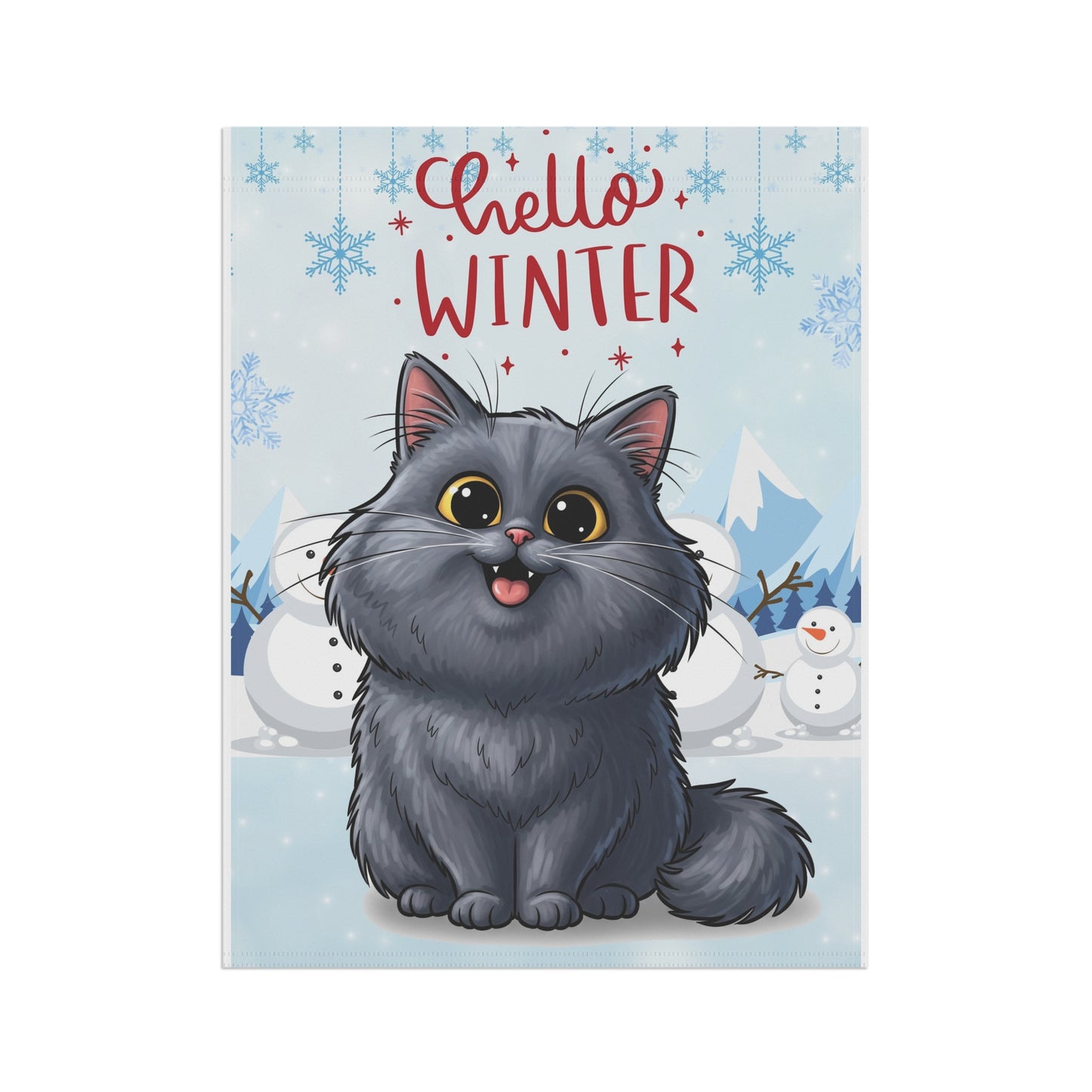Persian Cat Hello Winter Garden Banner