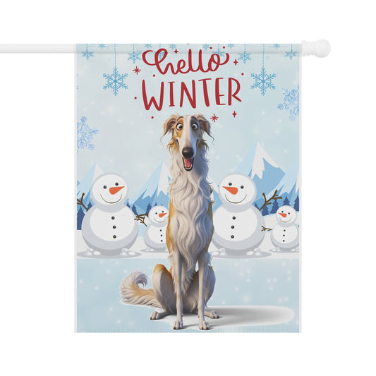 Borzoi Hello Winter Garden Banner