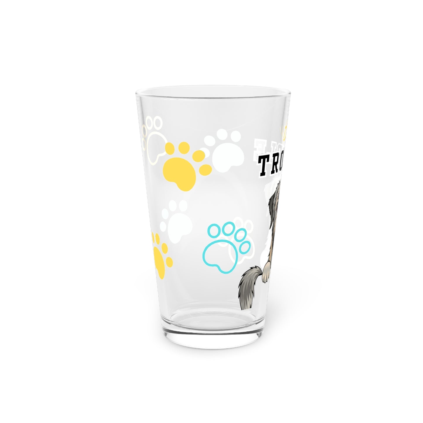 Irish Wolfhound Tiny Trouble Pint Glass