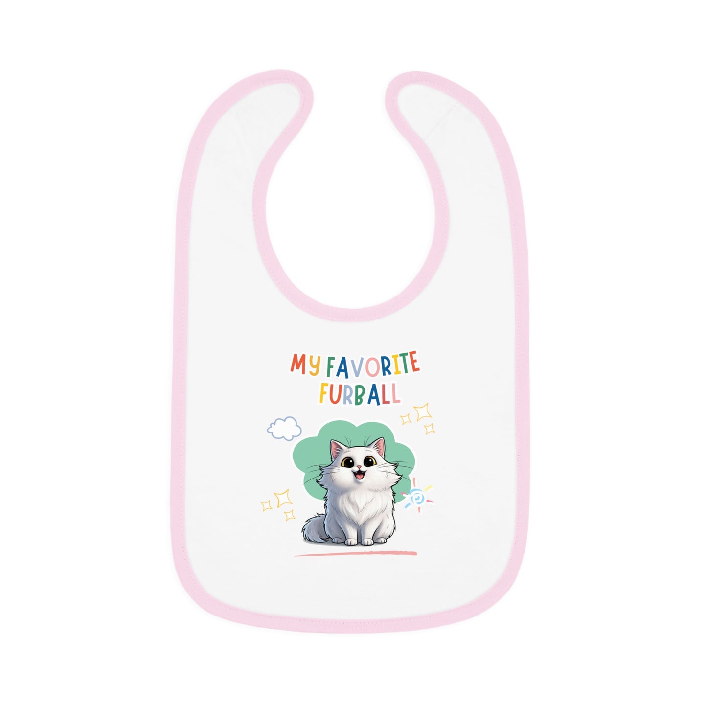 Long hair White Cat Favorite Furball Baby Bib