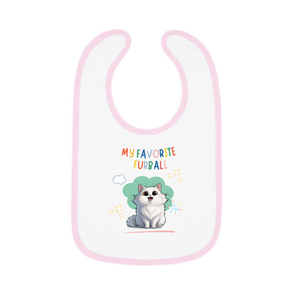 Long hair White Cat Favorite Furball Baby Bib