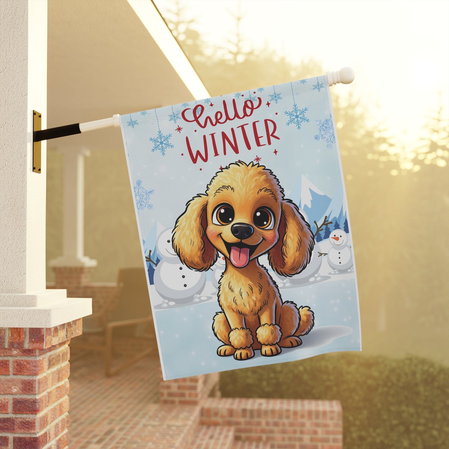 Poodle Hello Winter Garden Banner