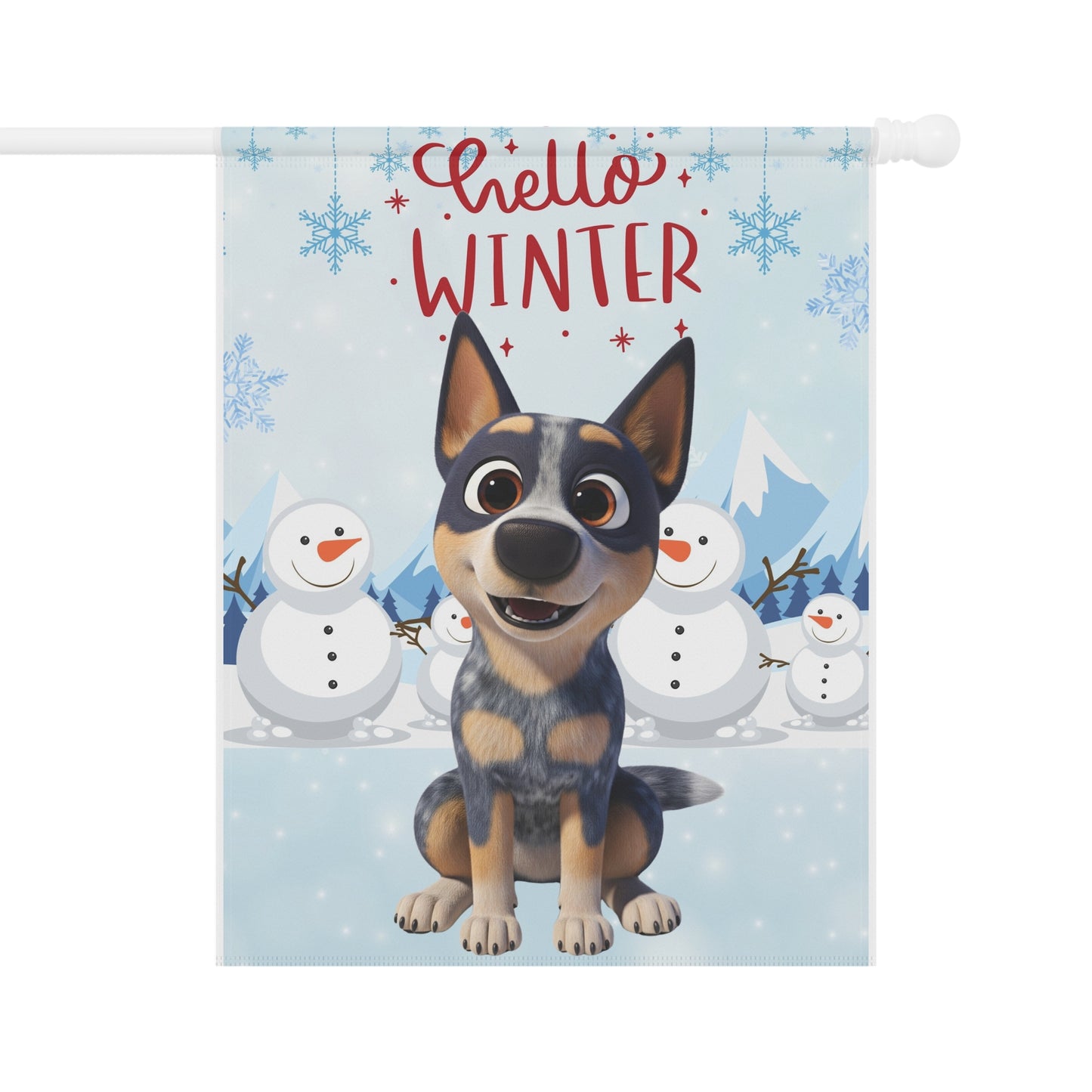 Blue Heeler Hello Winter Garden Banner