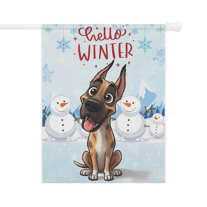 Great Dane Hello Winter Garden Banner
