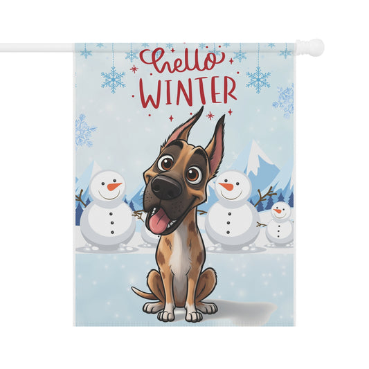 Great Dane Hello Winter Garden Banner