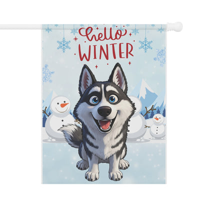 Husky Hello Winter Garden Banner