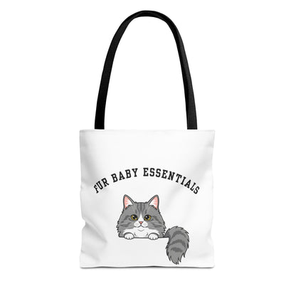Long hair bi-color gray cat FurBaby Tote Bag