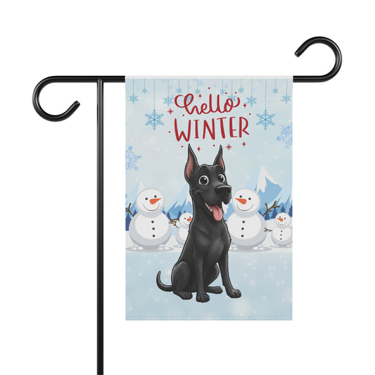 Great Dane Hello Winter Garden Banner
