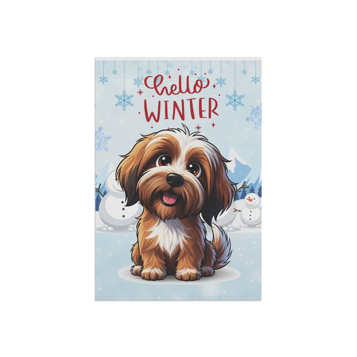 Tibetan Terrier Hello Winter Garden Banner