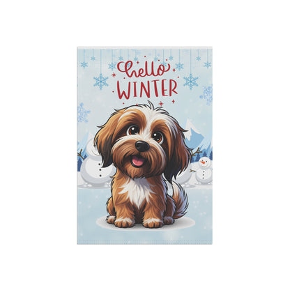 Tibetan Terrier Hello Winter Garden Banner