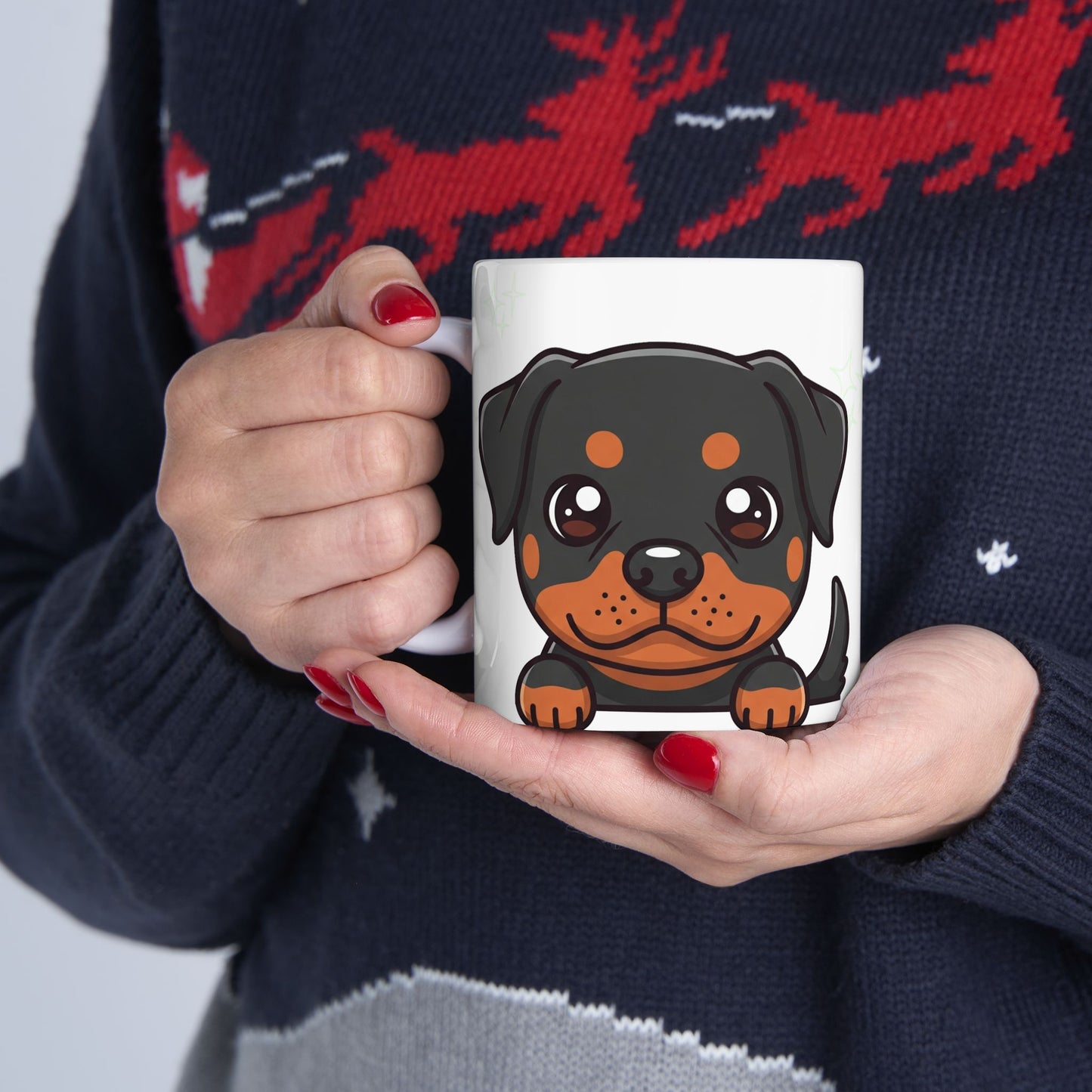 Rottweiler Peek-a-Boo Mug | Best Rottweiler Daddy Gift