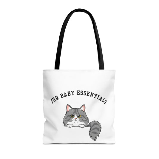 Long hair bi-color gray cat FurBaby Tote Bag