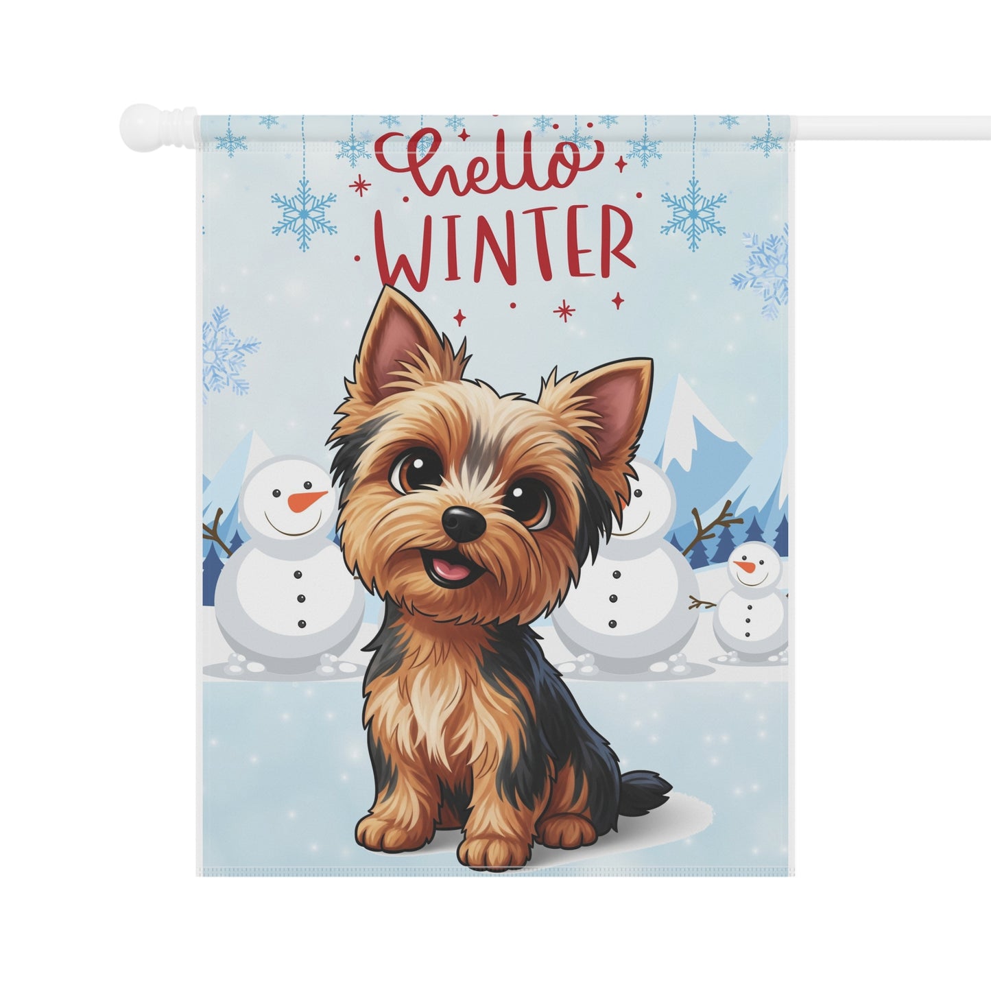 Yorkie Hello Winter Garden Banner