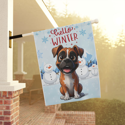 Boxer Hello Winter Garden Banner