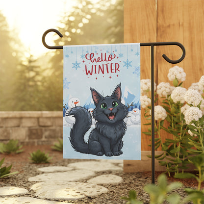Maine Coon Hello Winter Garden Banner