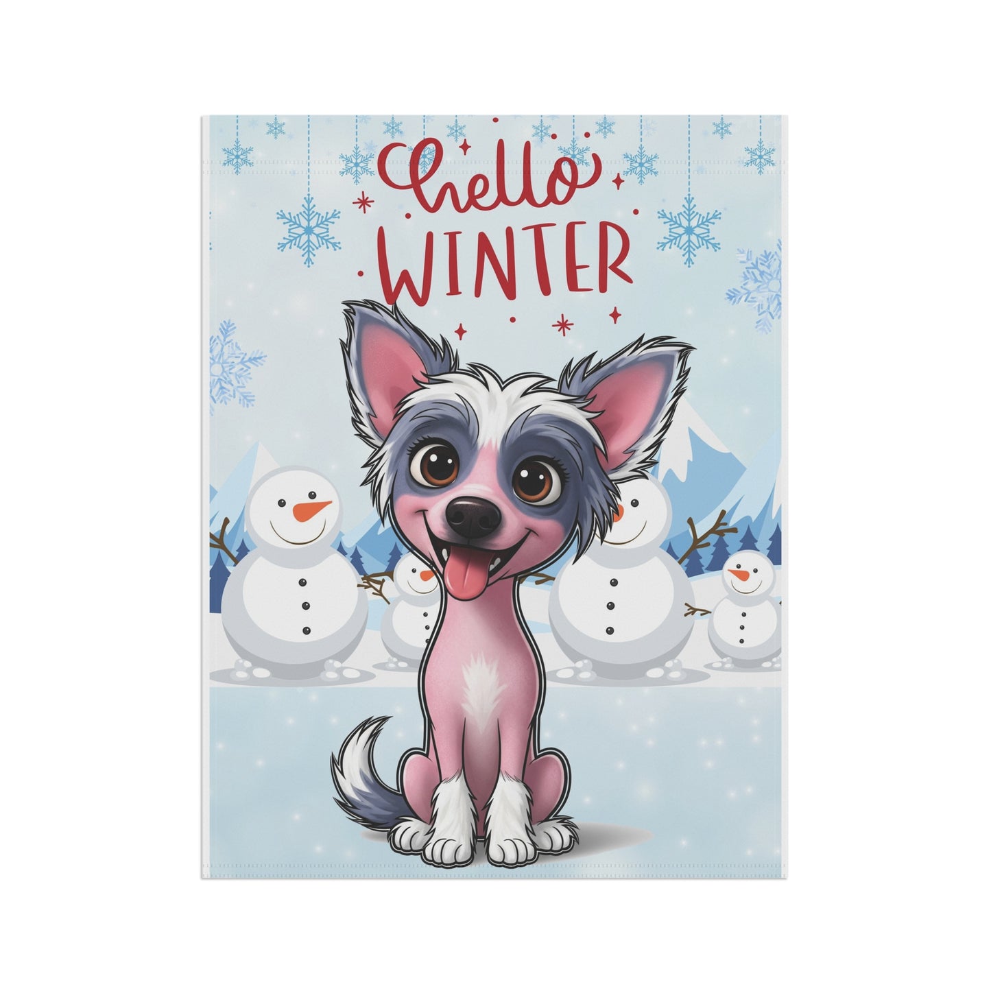 Chinese Crested Hello Winter Garden Banner