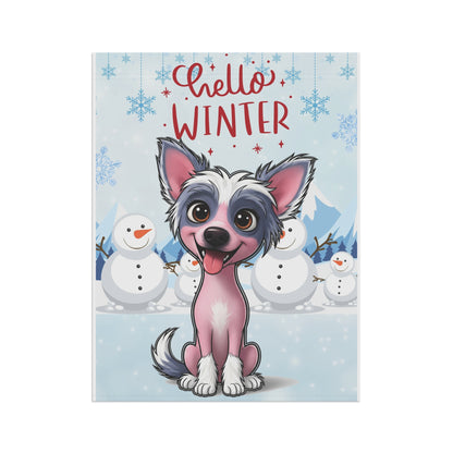 Chinese Crested Hello Winter Garden Banner