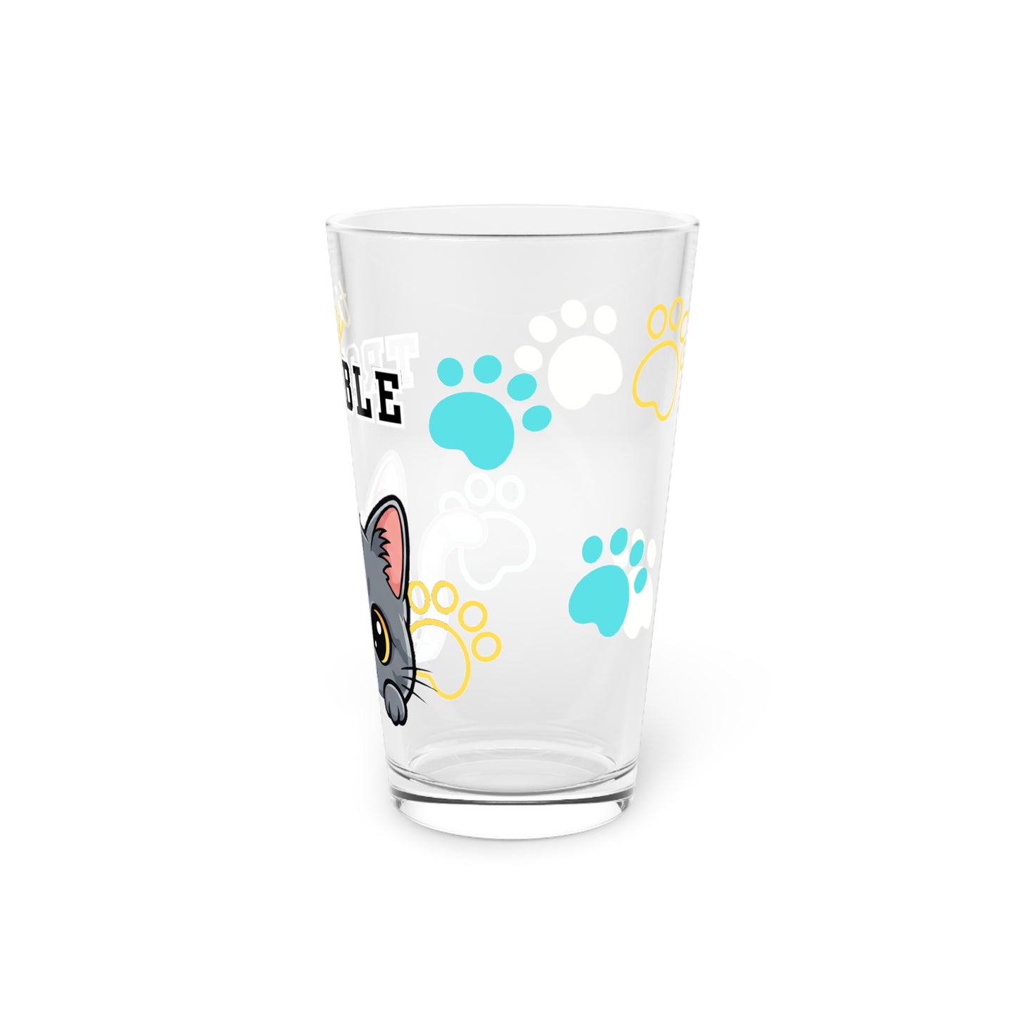 Short hair gray cat Tiny Trouble Pint Glass
