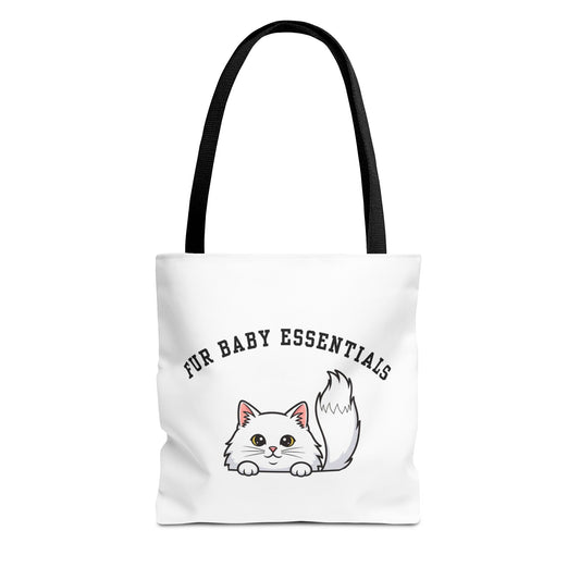 Long hair white cat FurBaby Tote Bag