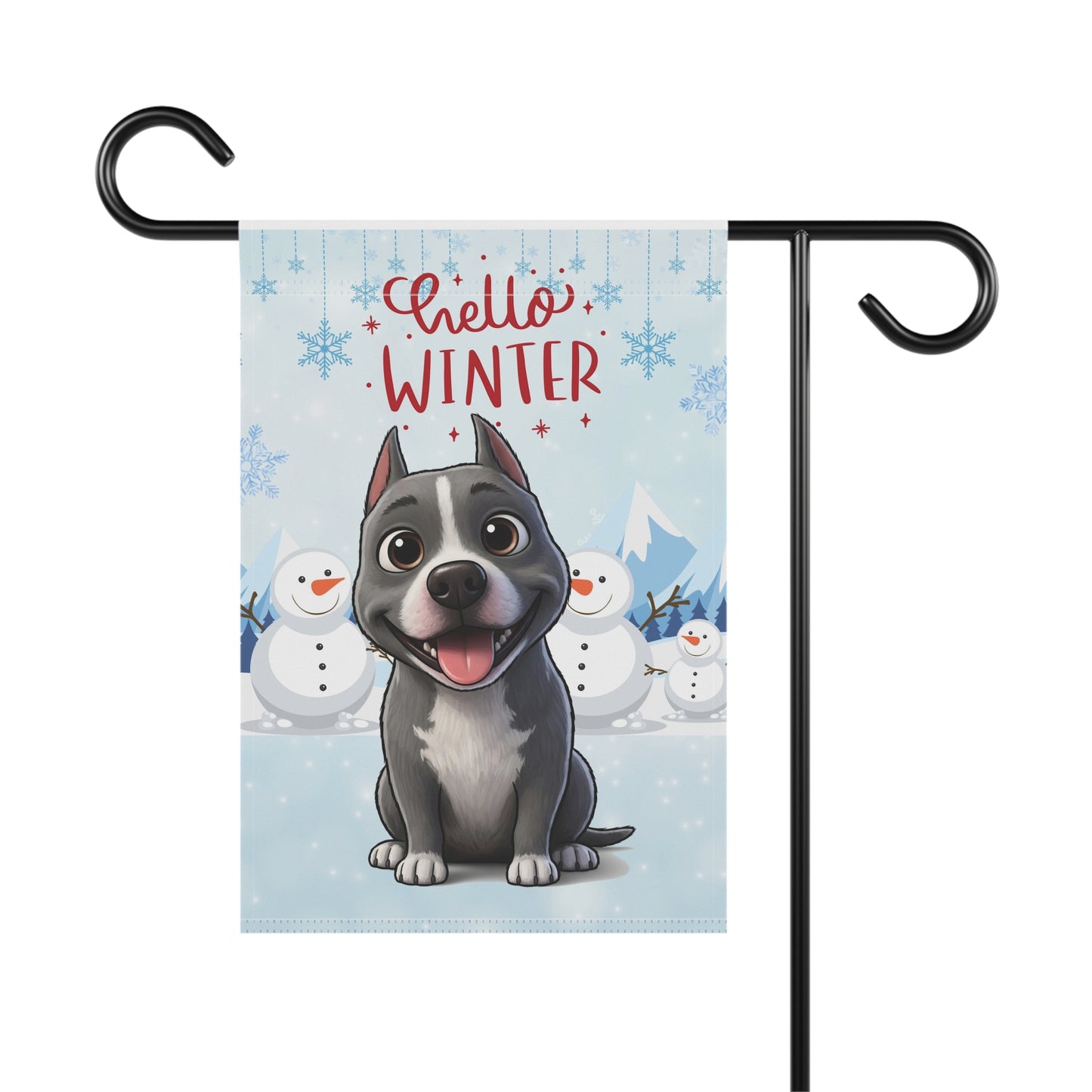 Staffy Hello Winter Garden Banner