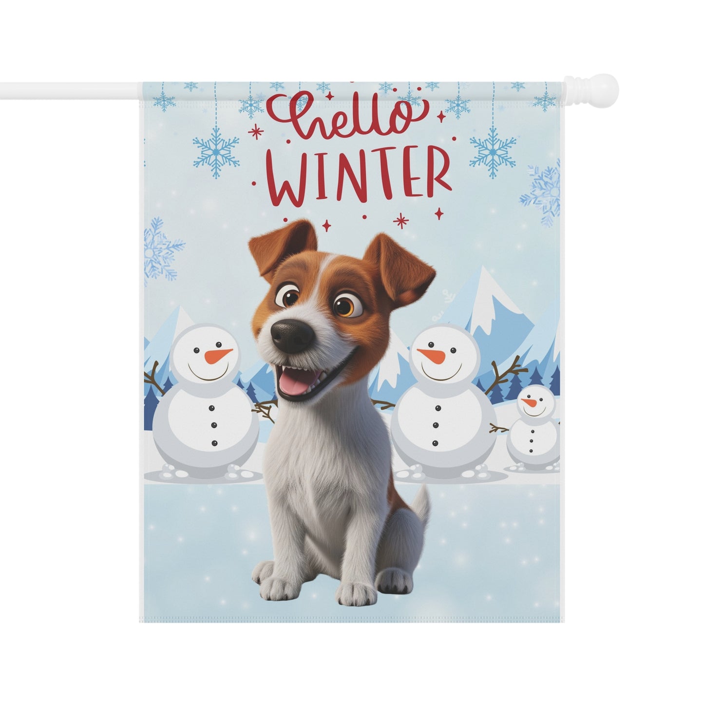Jack Russell Hello Winter Garden Banner
