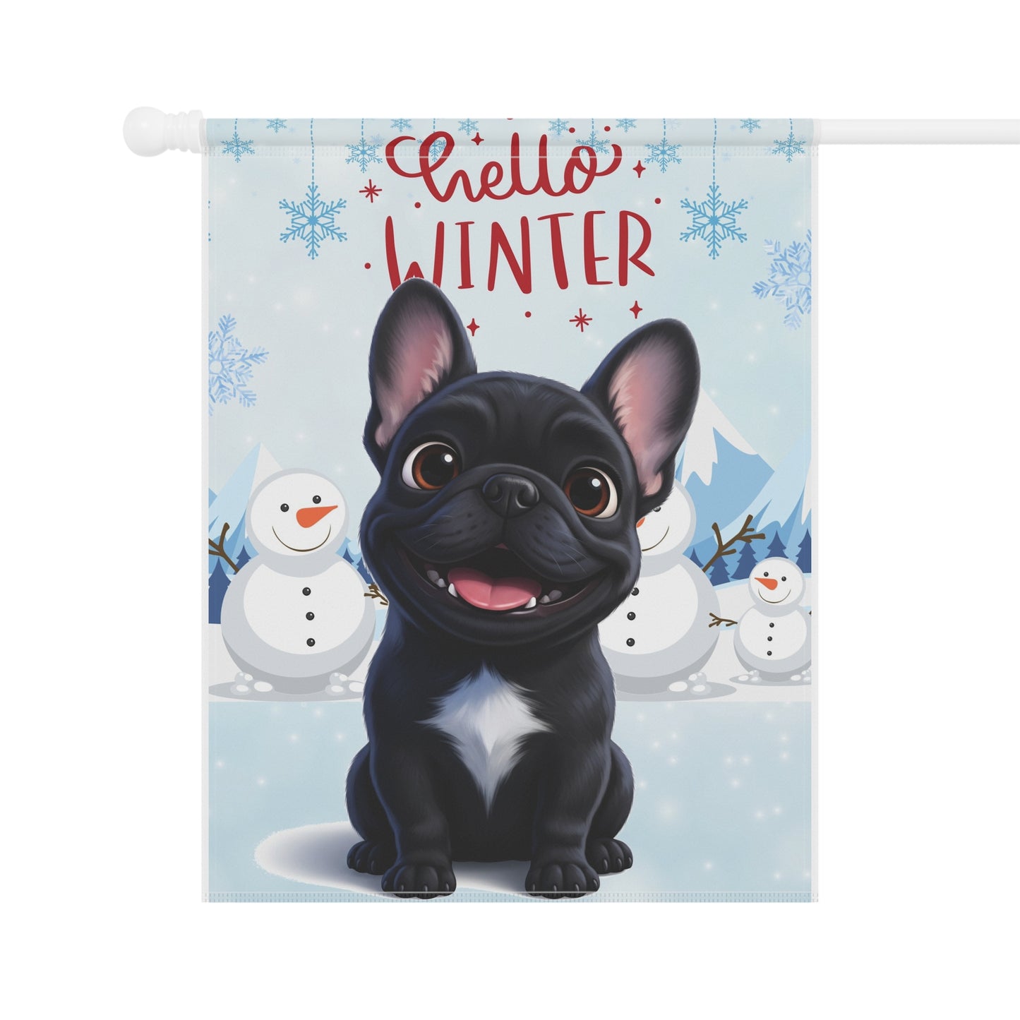 Frenchie Hello Winter Garden Banner