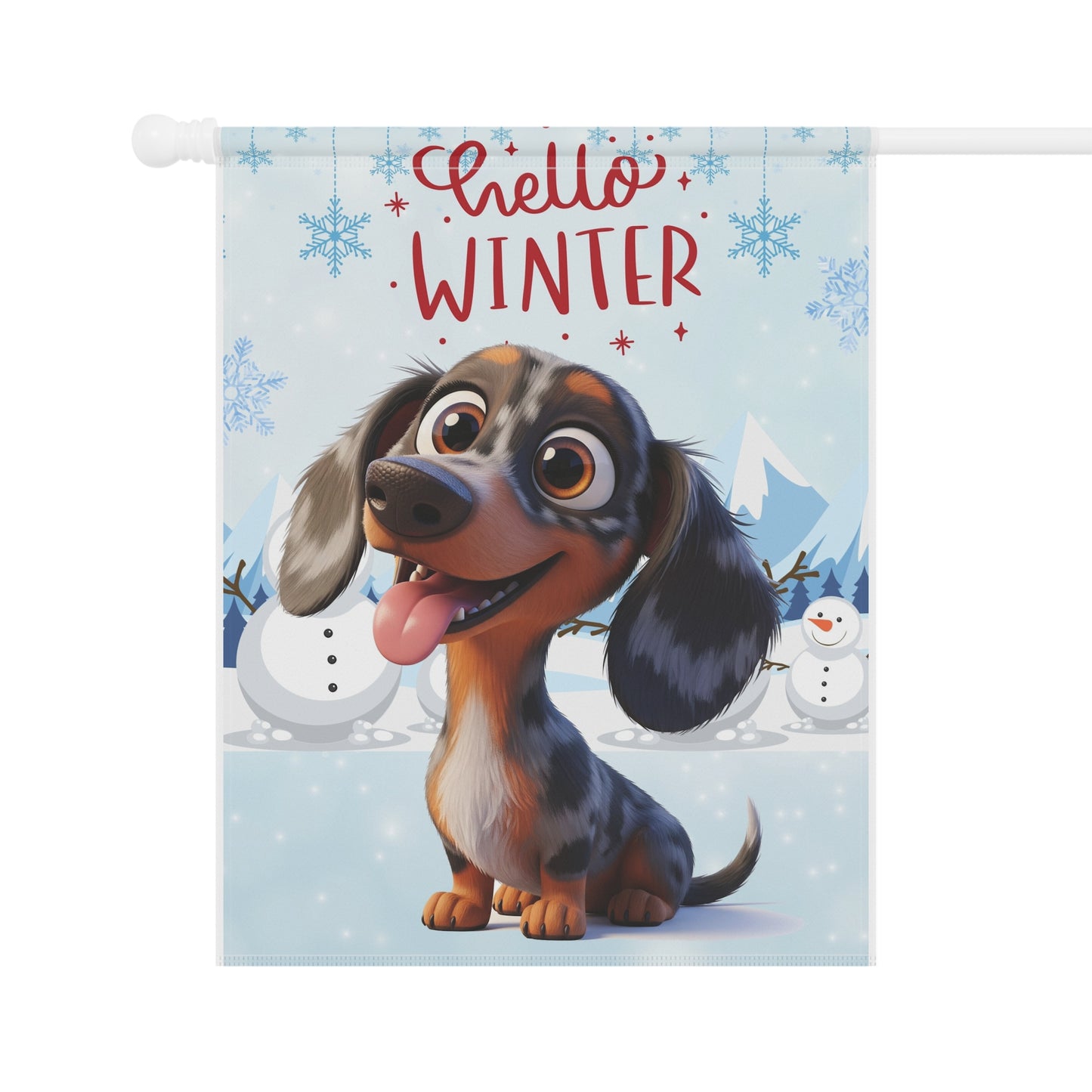 Dacshund Hello Winter Garden Banner