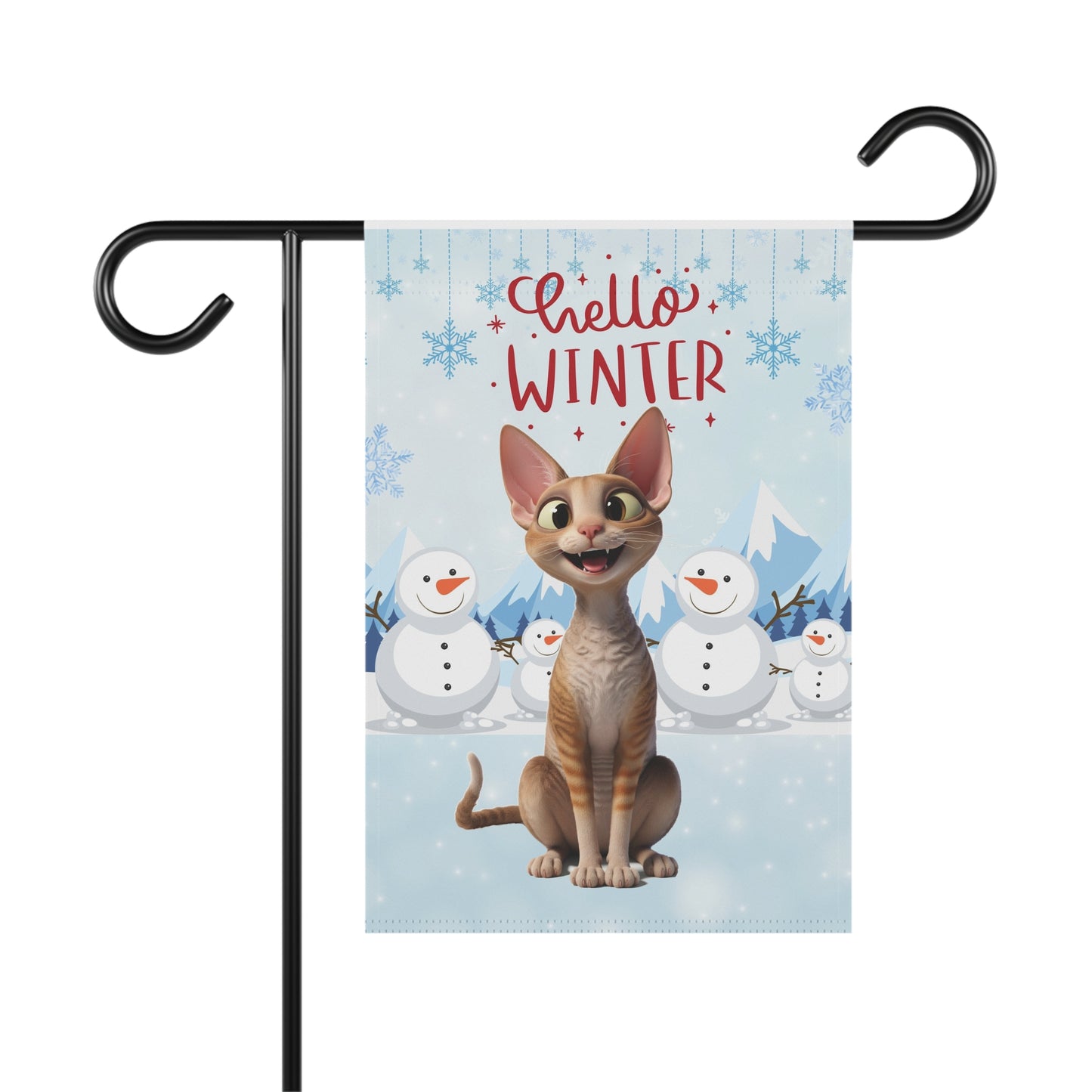 Devon Rex Hello Winter Garden Banner