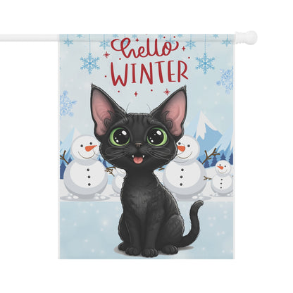 Devon Rex Hello Winter Garden Banner