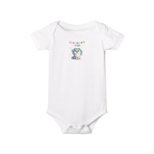Long hair white cat Favorite Furball Onesie