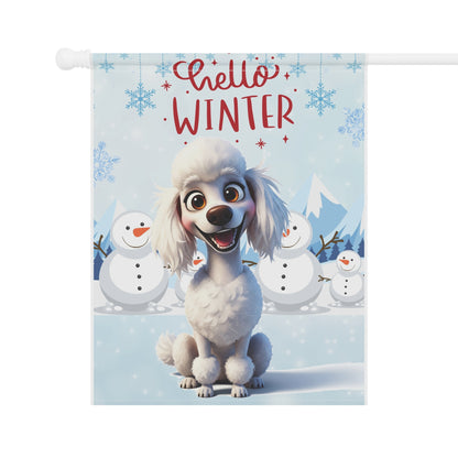 Poodle Hello Winter Garden Banner