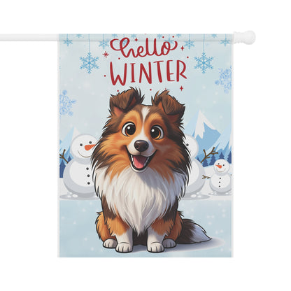 Sheltie Hello Winter Garden Banner