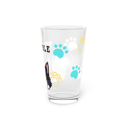 Long hair tuxedo cat Tiny Trouble Pint Glass
