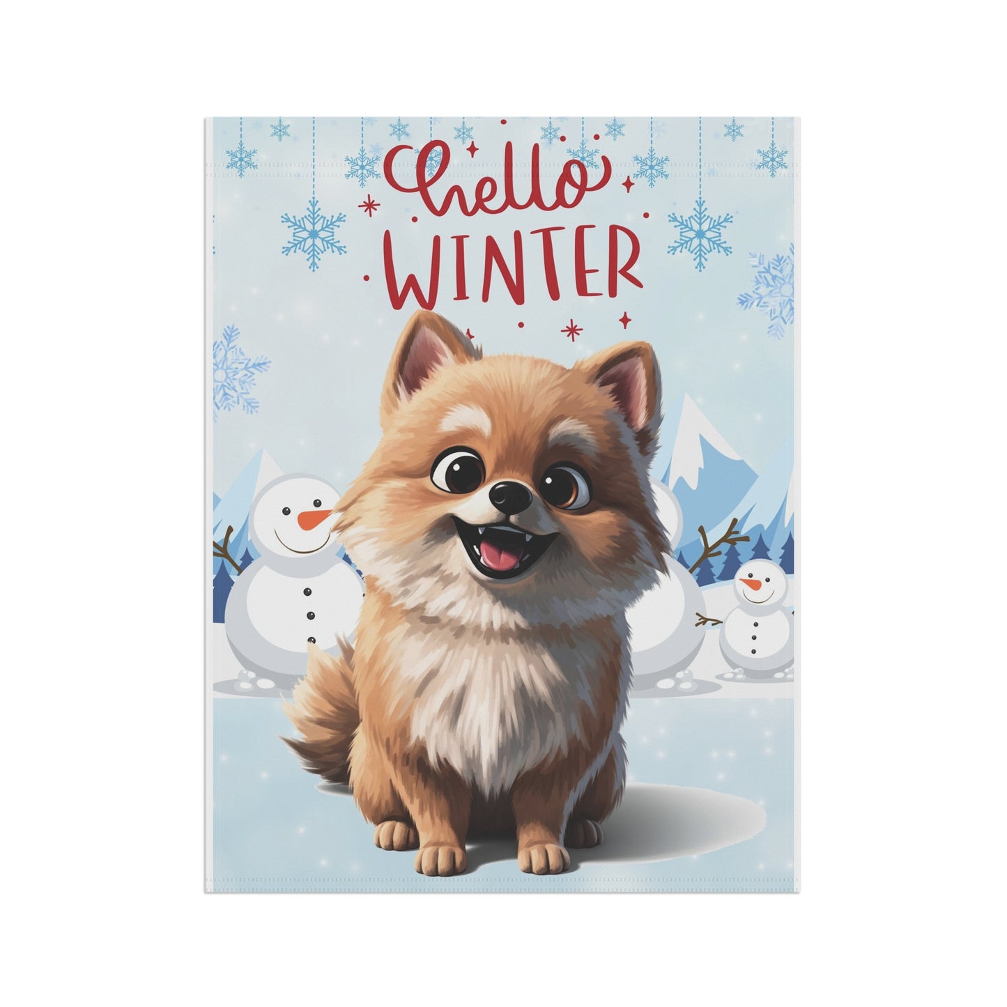 Pomeranian Hello Winter Garden Banner