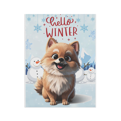 Pomeranian Hello Winter Garden Banner