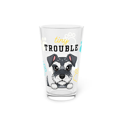 Schnauzer Tiny Trouble Pint Glass