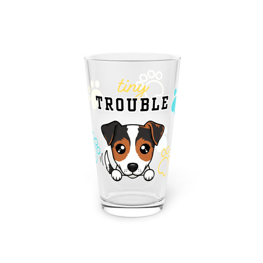 Jack Russell Tiny Trouble Pint Glass