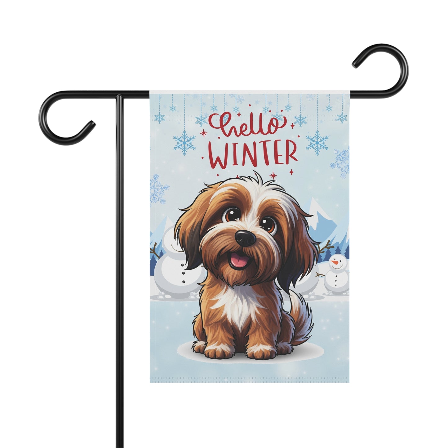 Tibetan Terrier Hello Winter Garden Banner