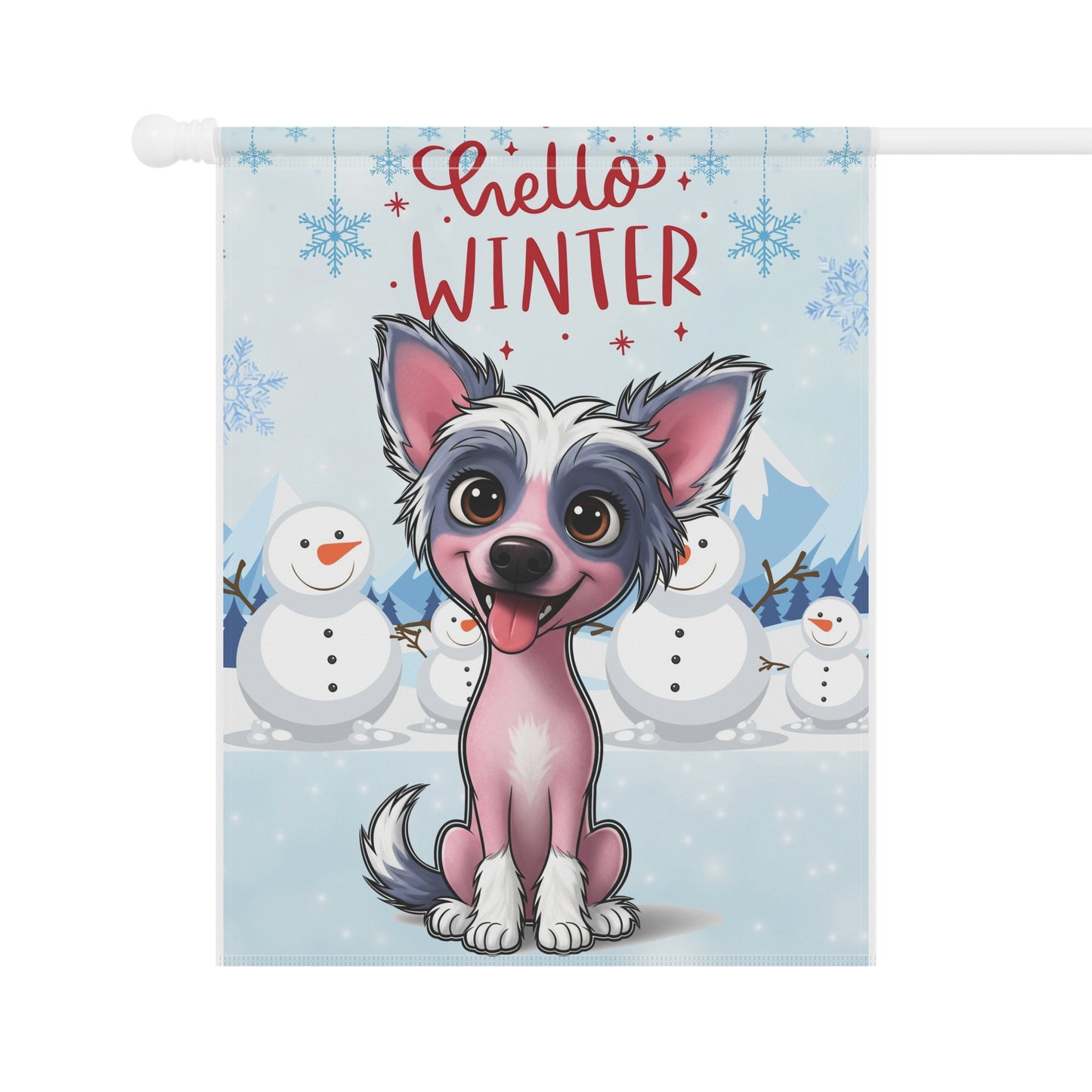 Chinese Crested Hello Winter Garden Banner