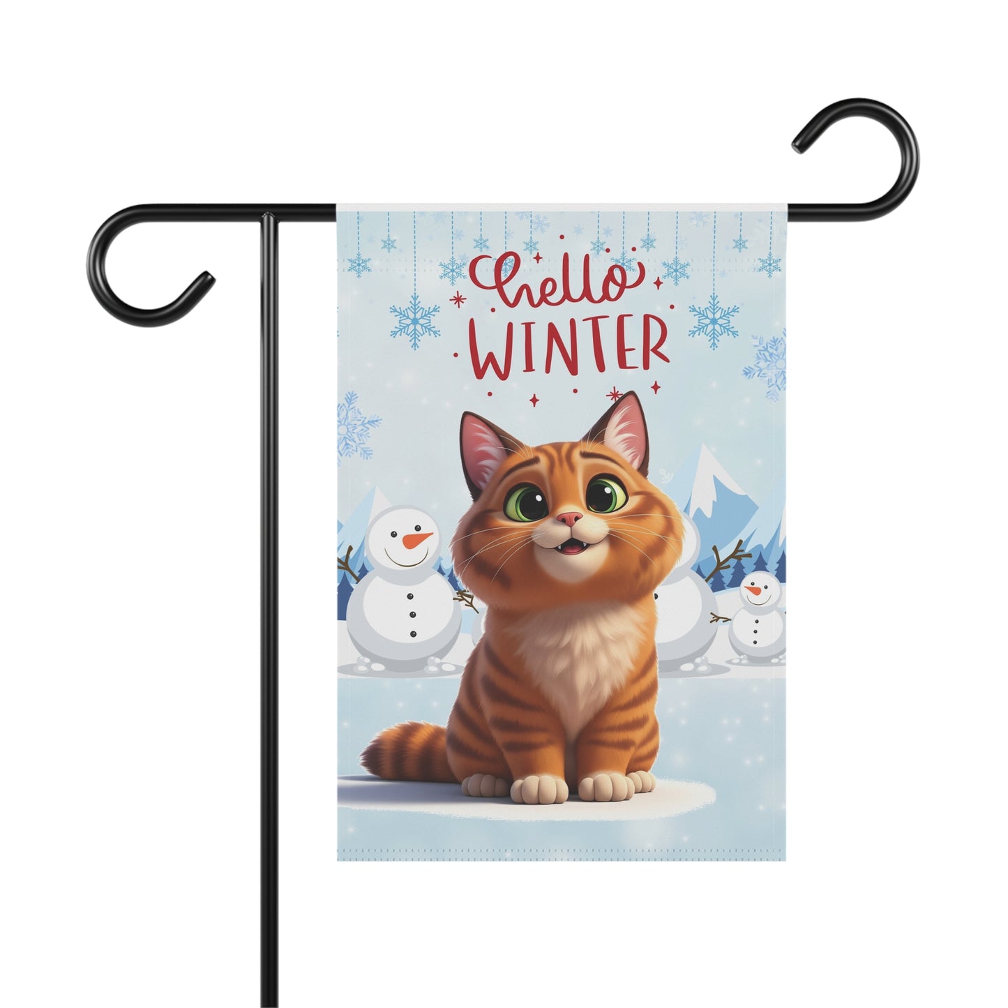 Short hair orange tabby cat Hello Winter Garden Banner