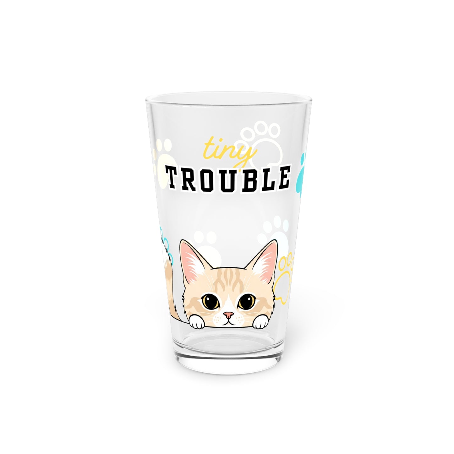 Short hair cream cat Tiny Trouble Pint Glass