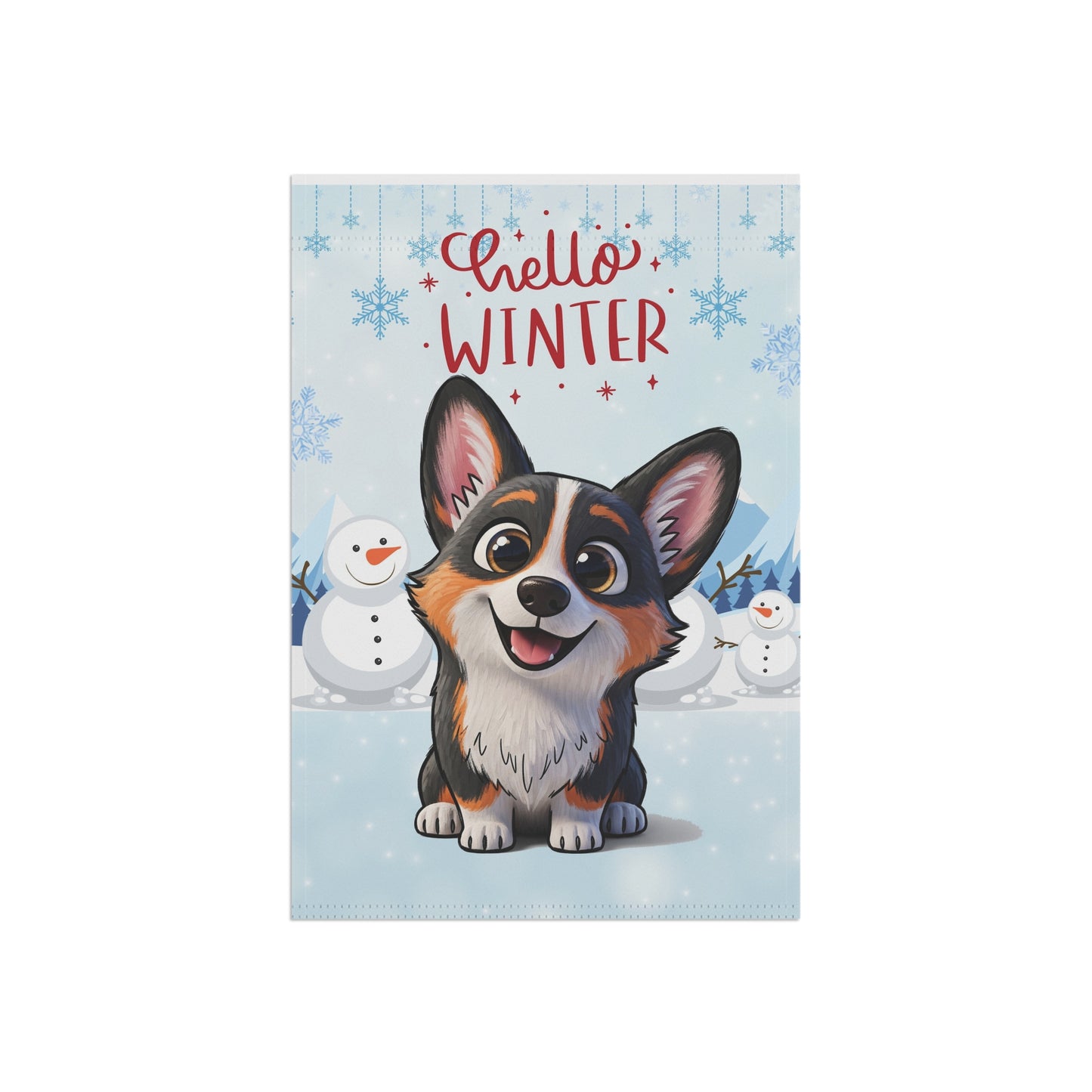 Corgi Hello Winter Garden Banner