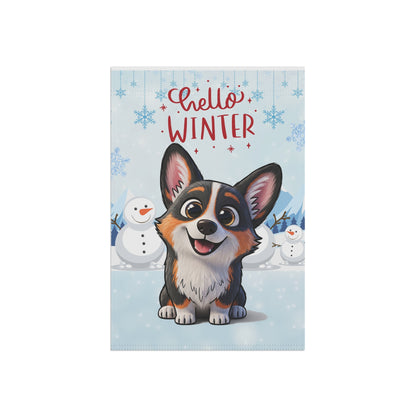 Corgi Hello Winter Garden Banner