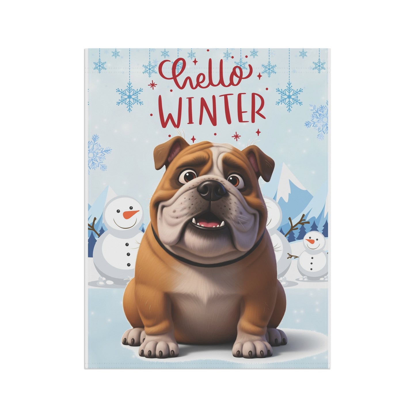 Bulldog Hello Winter Garden Banner