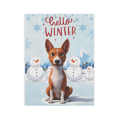 Basenji Hello Winter Garden Banner