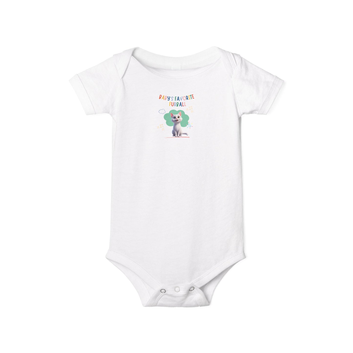 Short hair white cat Favorite Furball Onesie