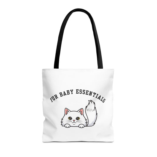 Long hair white cat FurBaby Tote Bag