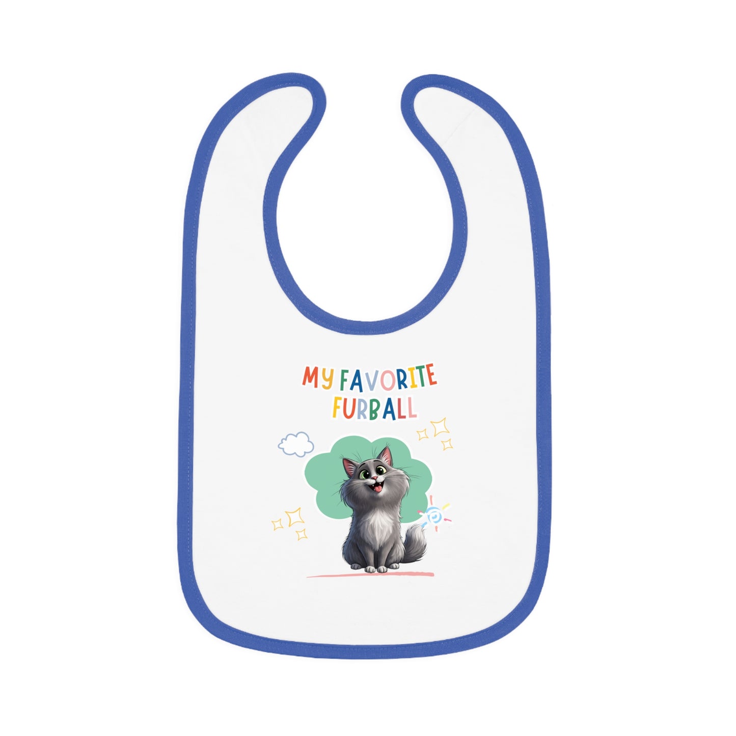 Long hair Gray Cat Favorite Furball Baby Bib